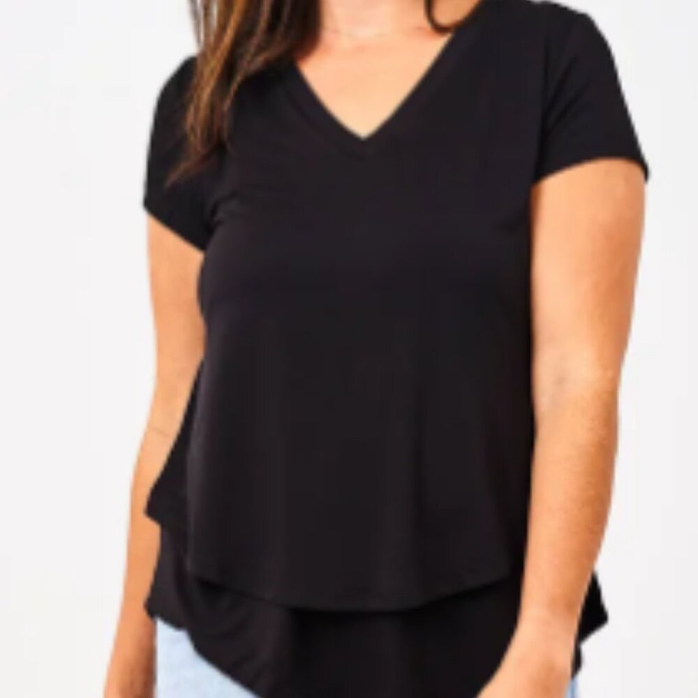 Latched Mama - V-Neck Boyfriend Nursing Tee - Size XS